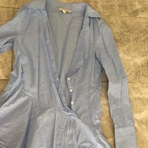 Club Monaco blue shirt asymmetrical design